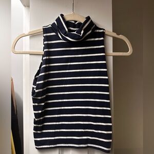 Hollister Navy and White Striped Tank Top